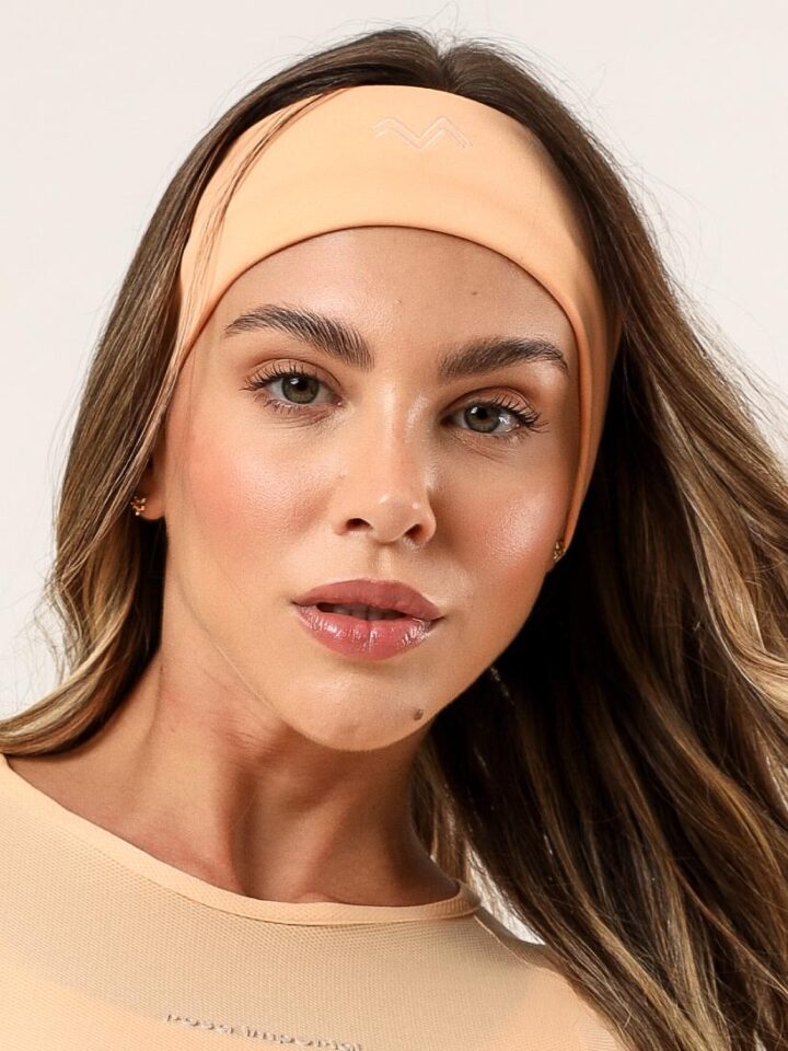 Faixa De Cabelo Bordada Peach