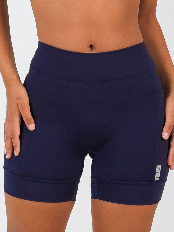 Short Pace Barrado Azul Marinho