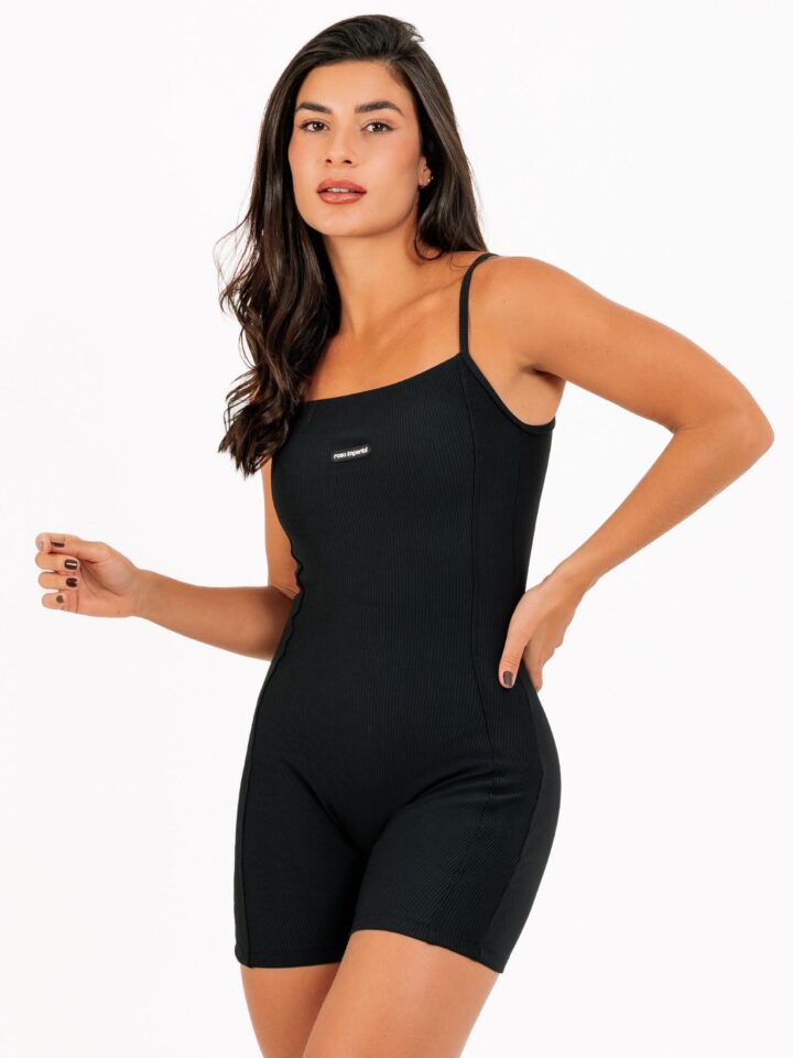 Macaquinho Honey Canelado Preto - M