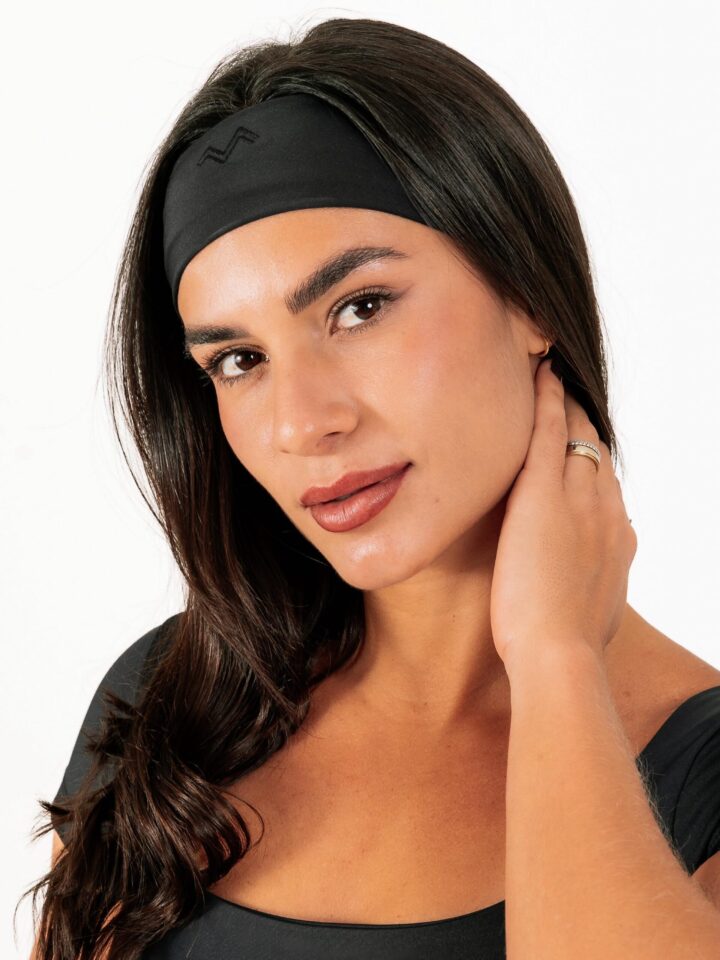 Faixa De Cabelo Bordada Preto