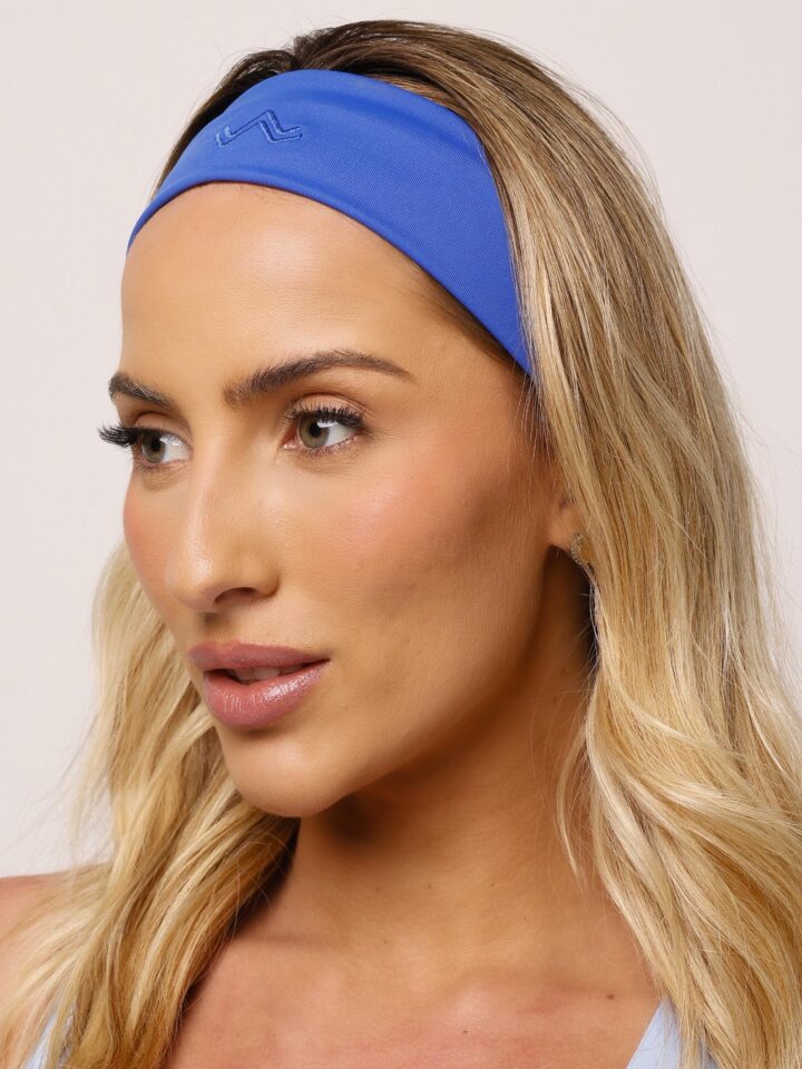 Faixa De Cabelo Bordada Azul Bic