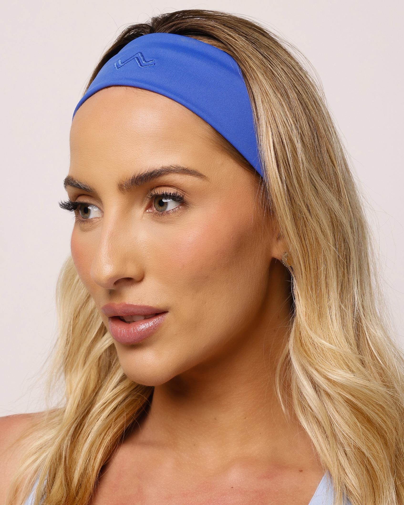 Faixa De Cabelo Bordada Azul Bic