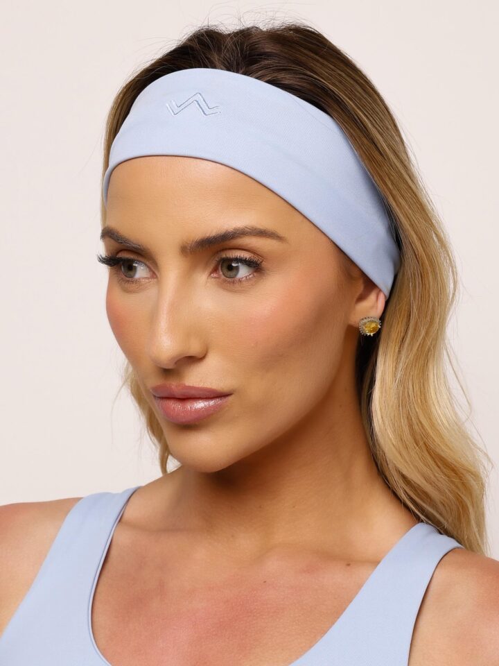 Faixa De Cabelo Bordada Azul Sky