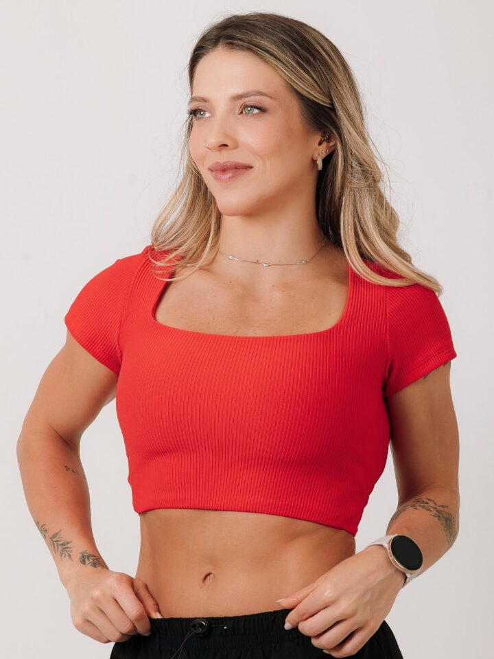 Cropped Balance Canelado Red Sunset