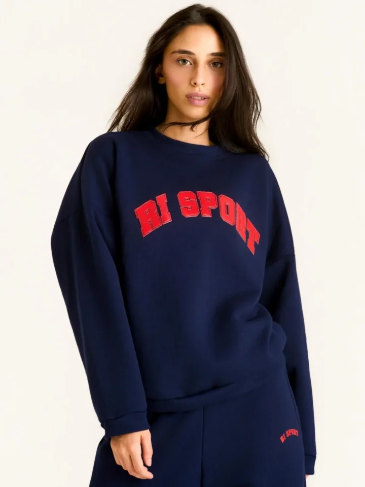 Moletom Sport Oversize Azul Marinho